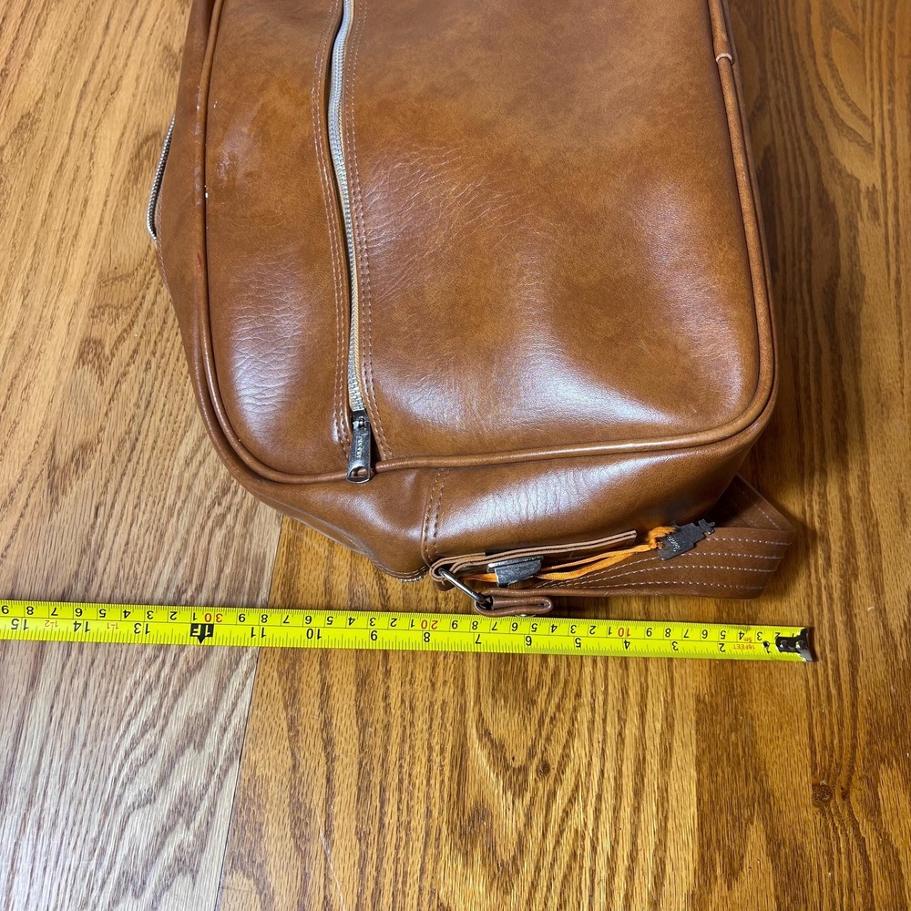 Vintage Brown Vinyl Leather Crossbody Bag Retro Messenger Bag WITH KEYS - Picture 10 of 15